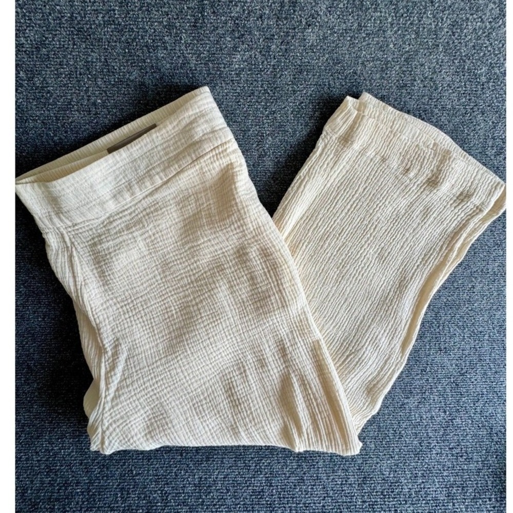 Soft Surroundings Cream Cotton Gauze Wide Leg Crop Pants 5ER85 Ivory NWT Size 3X